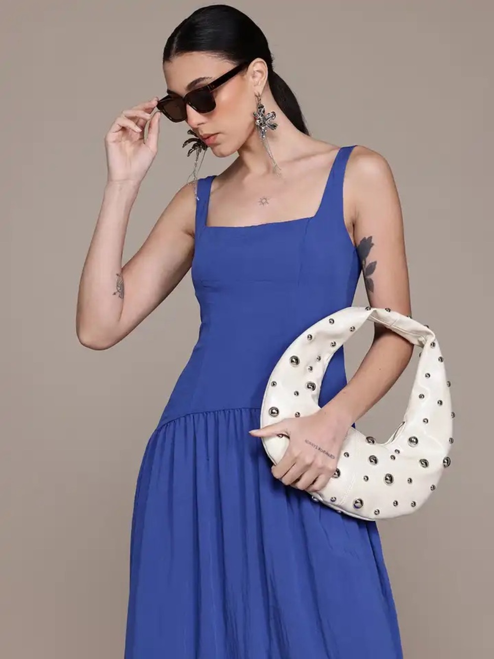 Mango Cobalt Square-Neck Maxi Dress - Picture 3 of 6